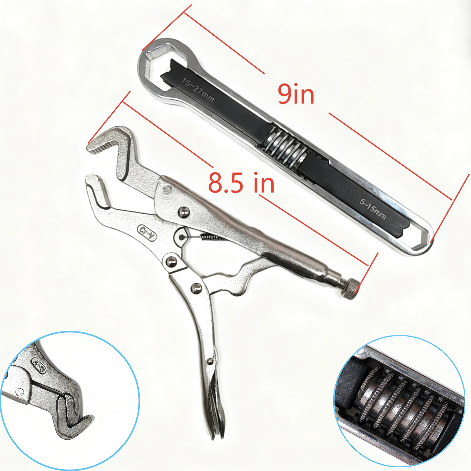 

2 PCS 8.5IN Vice grip Pliers, Parrot Needle Nose Locking Pliers for Welding And 9.25IN Multi-function Wrench Hand Tools