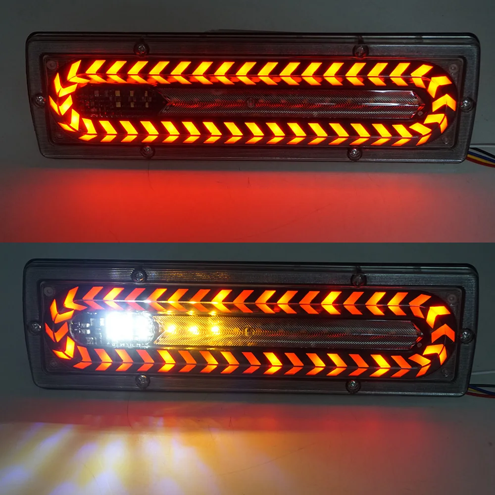 2pcs 12V-24V Truck Trailer Lights LED Strips Flowing Car Turn Signal Lamp Rear Tail Indicator Taillight Brake Flashing Rear Ligh