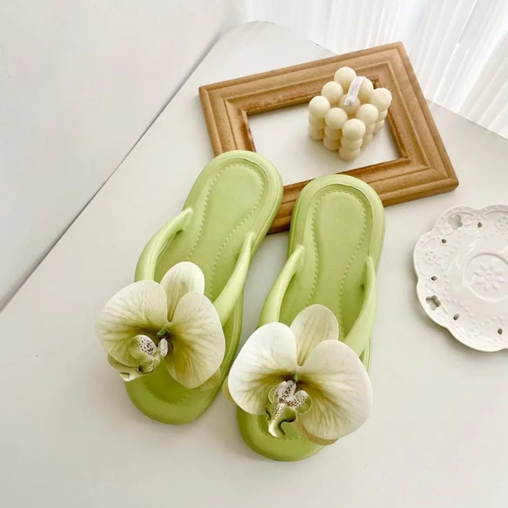 Süße Sommer Schmetterling Orchidee Slipper Elegante Strand Blume Flip Flops Urlaub Out Wear Damen Sandalen Strand