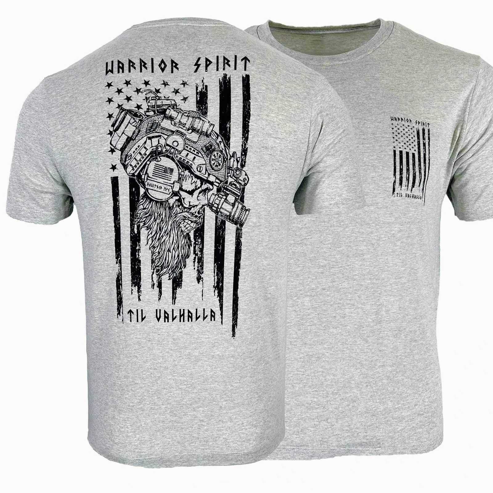 

American Warrior Spirit Vi King Tactical Skull Military T-Shirt Cotton O-Neck Short Sleeve Casual Versatile Men's T-Shirt