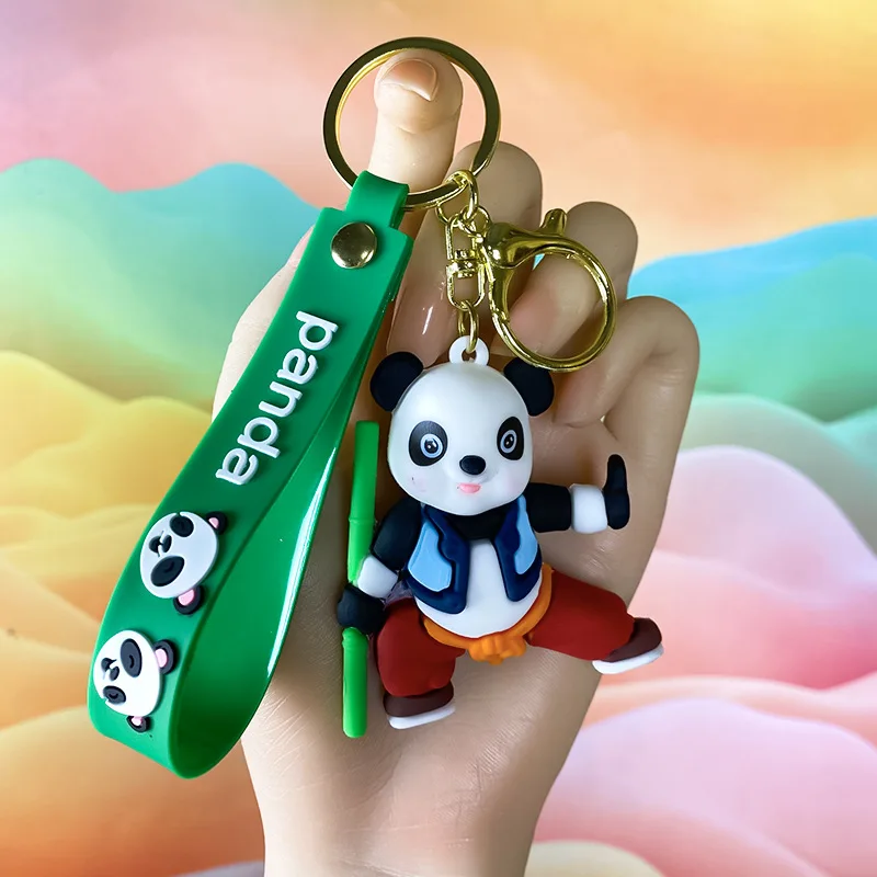 3D Karet PVC Kartun Panada Gantungan Kunci Ransel Aksesoris Liontin Gantungan Kunci Pabrik Disesuaikan Kartun Karet Lembut Gantungan Kunci