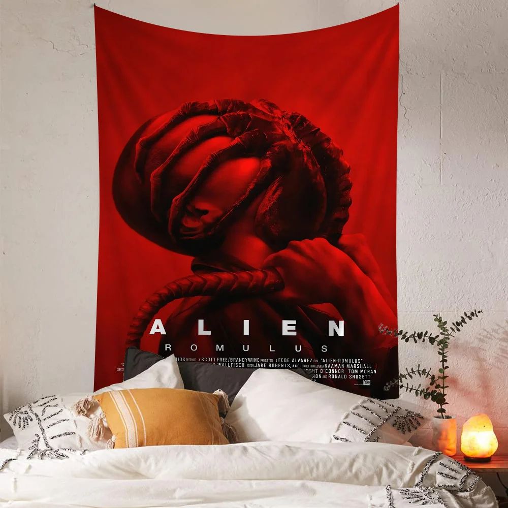 Tapiz de dibujos animados de película alienígena de ciencia ficción, arte, sala de ciencia ficción, decoración del hogar, colgante de pared, decoración del hogar