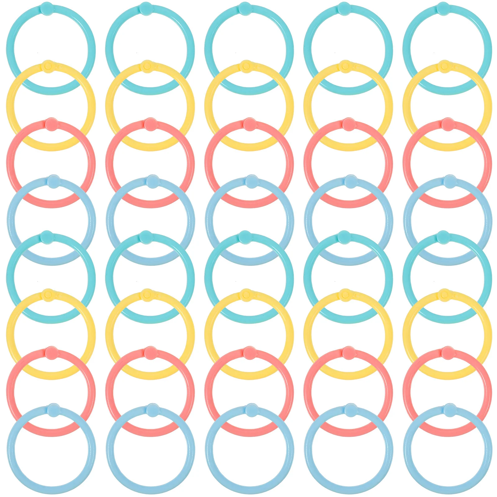 80개 플라스틱 컬러풀 루즈 리프 바인더 링 책 링 교실 가정 사무실용 바인더 링 루즈 리프 링