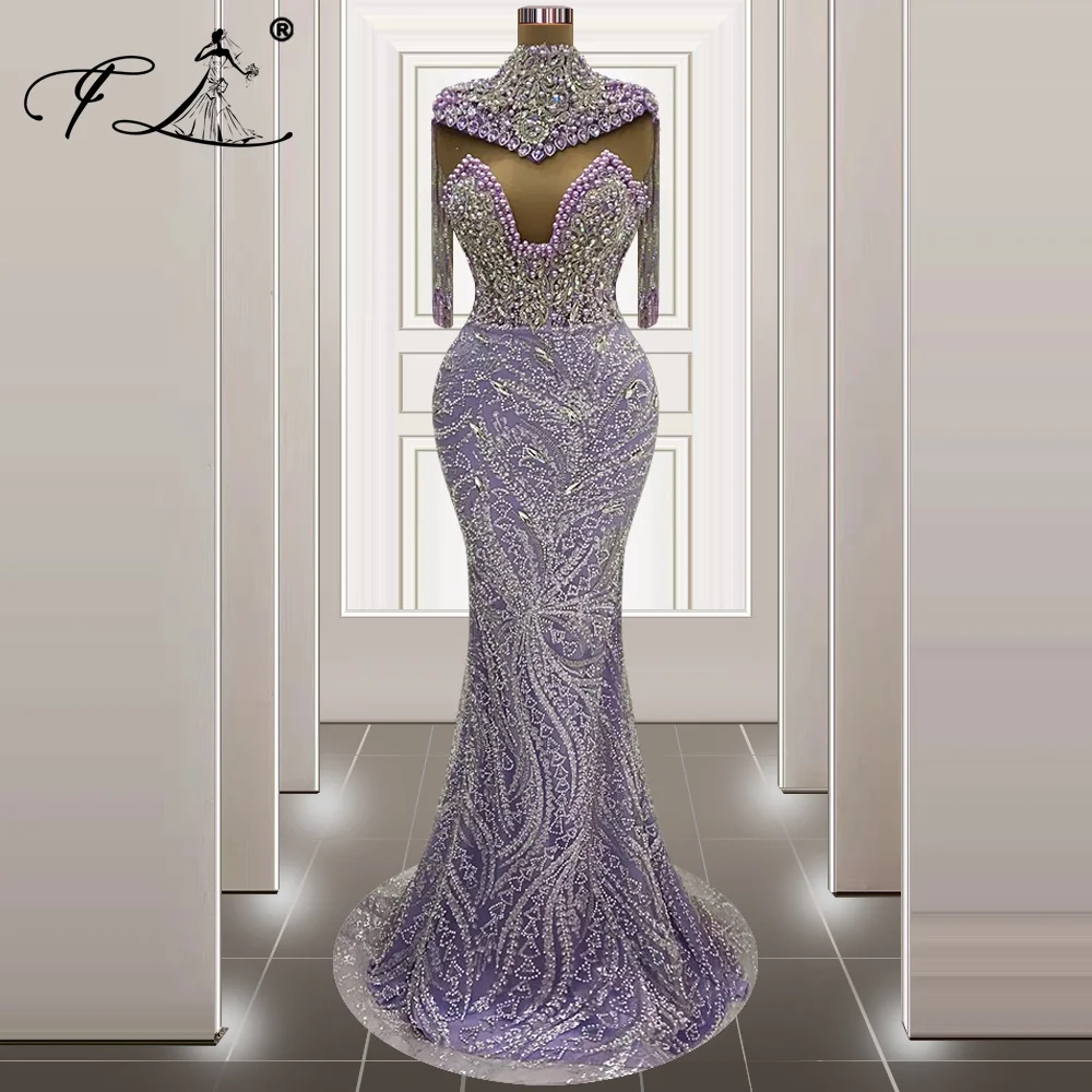 2024 Women Celebrity Dresses Sexy Heavy Handmade Crystal Purple Bodycon Evening Dress Nightclub Performance Dress Customized