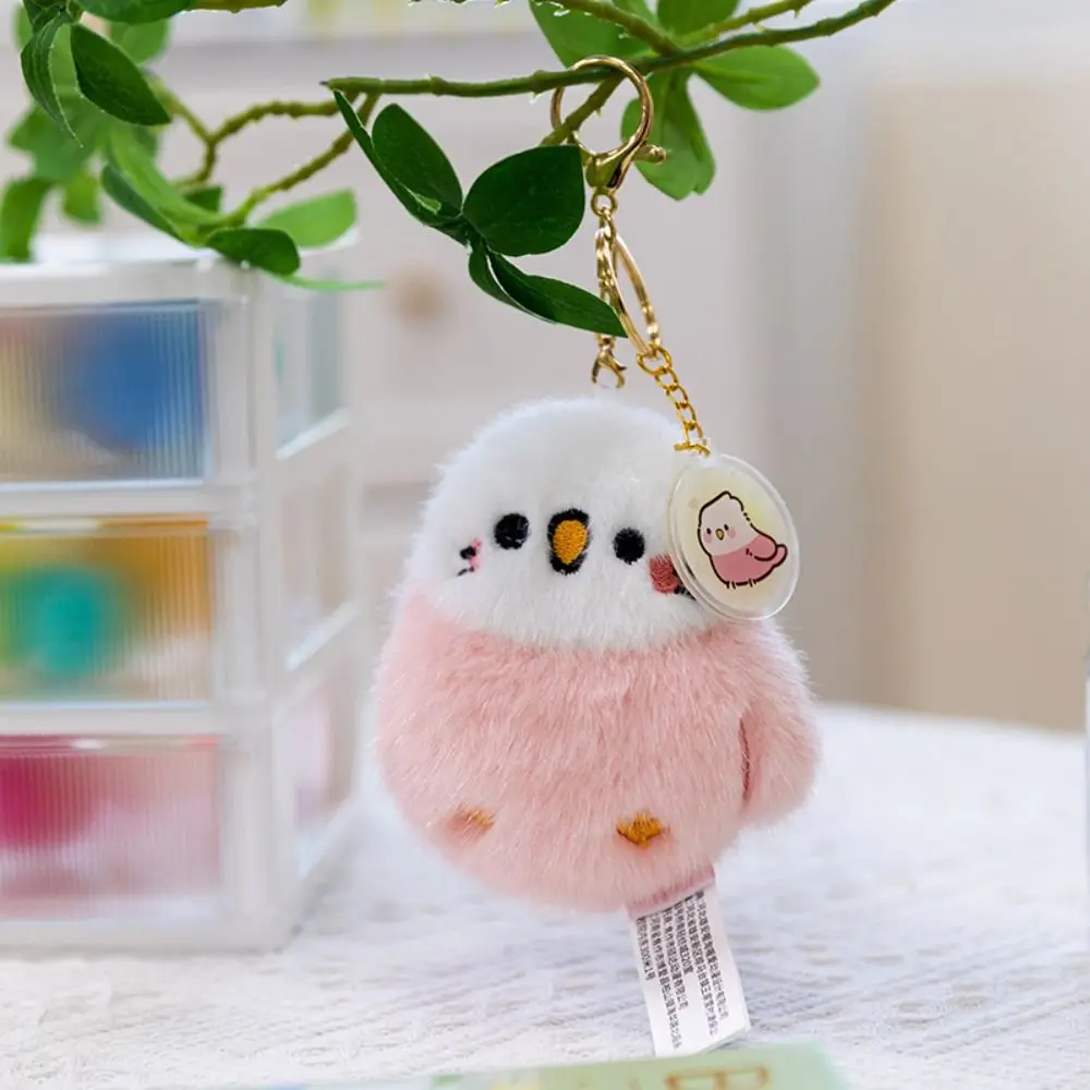 Adorable Sound-Making Bird Pendant Cute Animal Squeeze Squeak Chirping Plush Cartoon Bag Charm Parrot Stuffed Jewelry Gift
