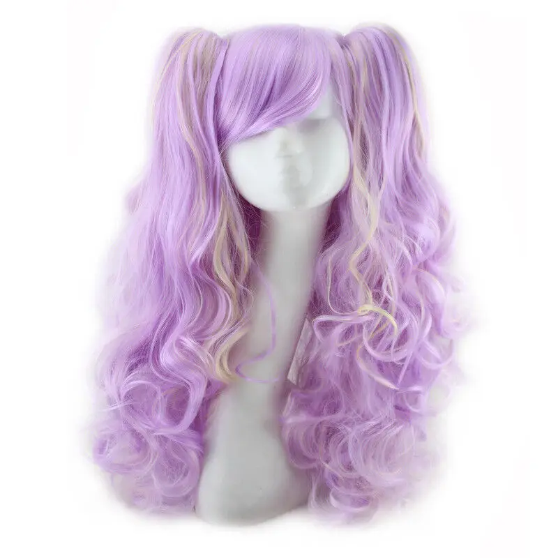 Fashion Lolita Full Curly Wig Pigtails Wavy Hair Cosplay Costume Halloween Party