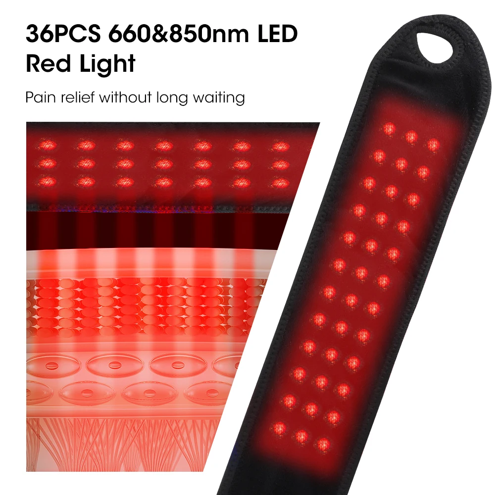 Red-Light Therapy Wrist Wrap 36LED Beads 660/850nm Infrared Heat Belt, Vibration Massage for Joint Pain Relief & Muscle Recovery