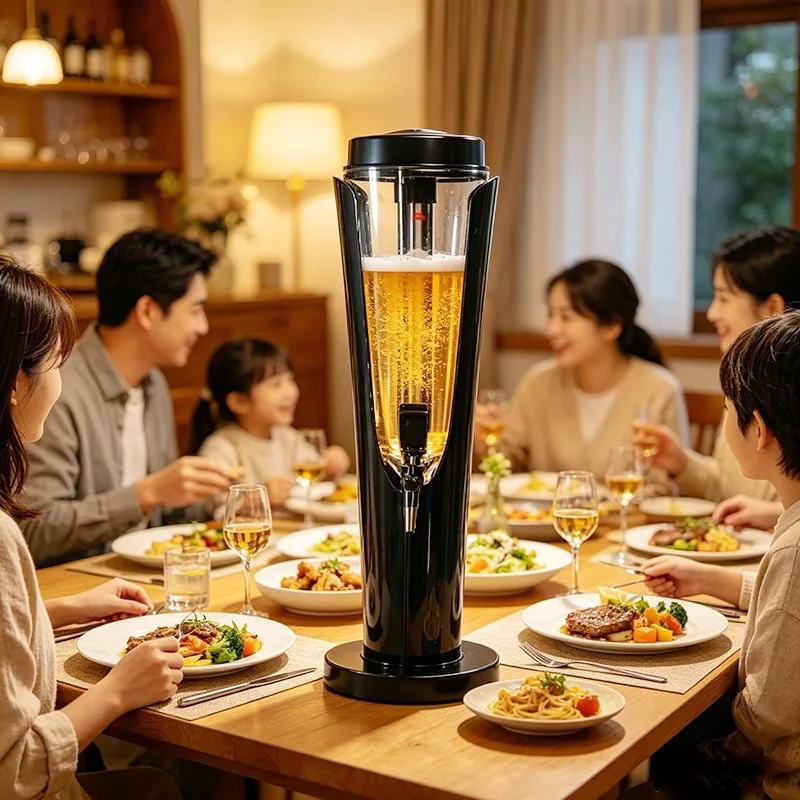 Commercial Luminous Beer Tower Stainless Steel 3 Liter Wine Cannon KTV Dispenser Wine Column, Bar Beverage Dispenser