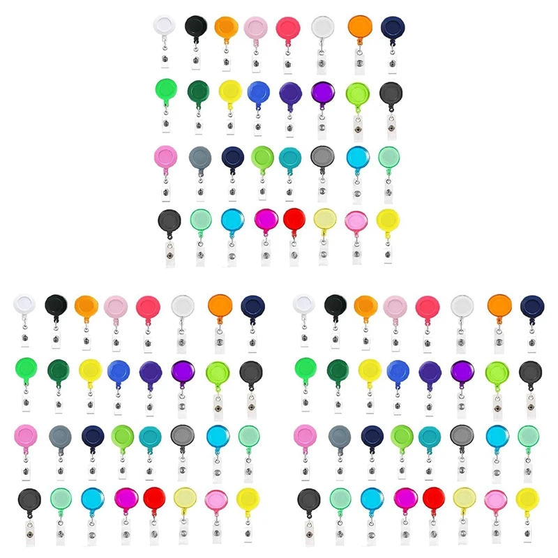 150 Pcs Retractable Badge Reel Clips Holder Mixed Solid Color Nurse Students  ID Badge Holder For Hanging ID Card