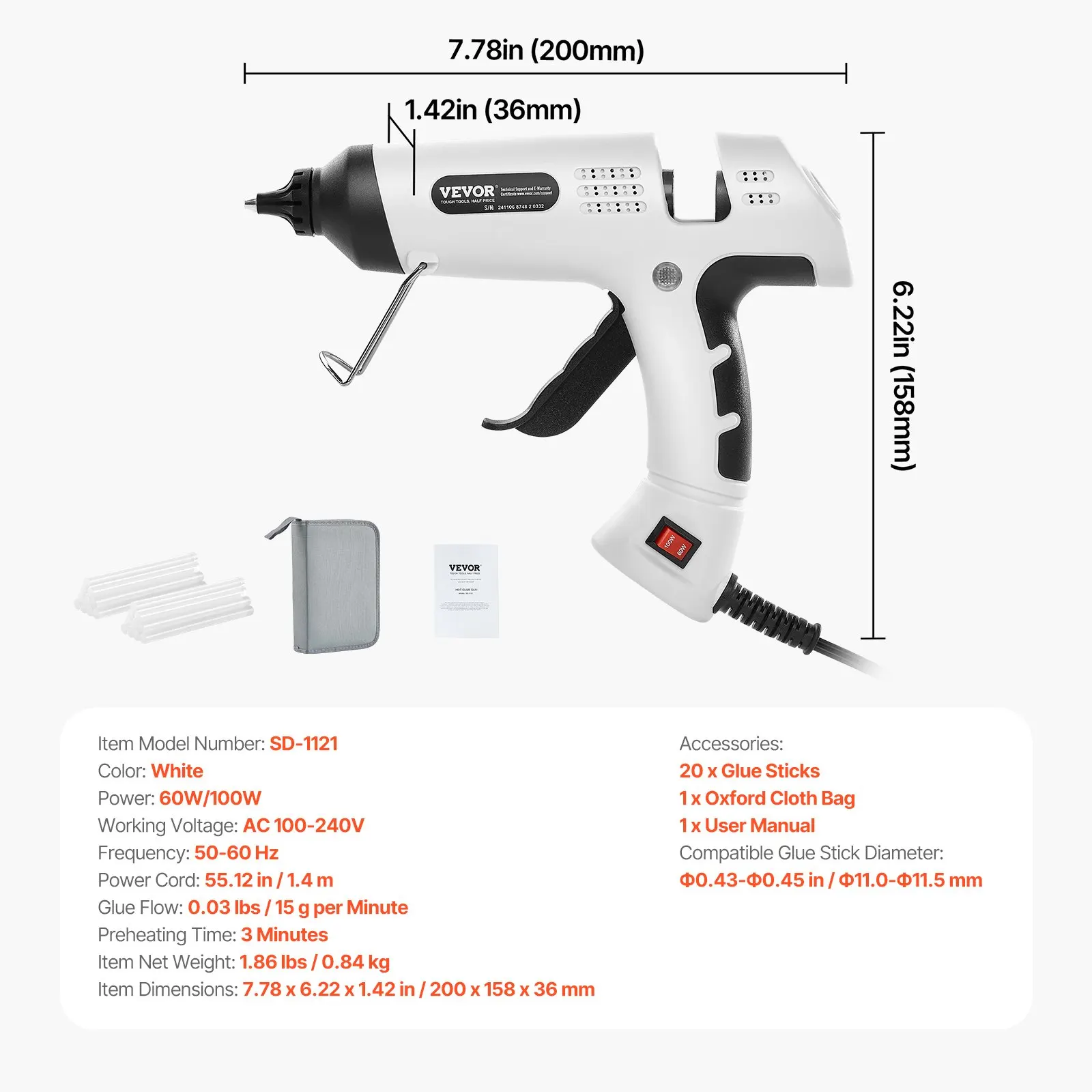 Hot Glue Gun,  Dual Power, Mini Hot Glue Gun With 20 Premium Glue Sticks And Oxford Cloth Bag