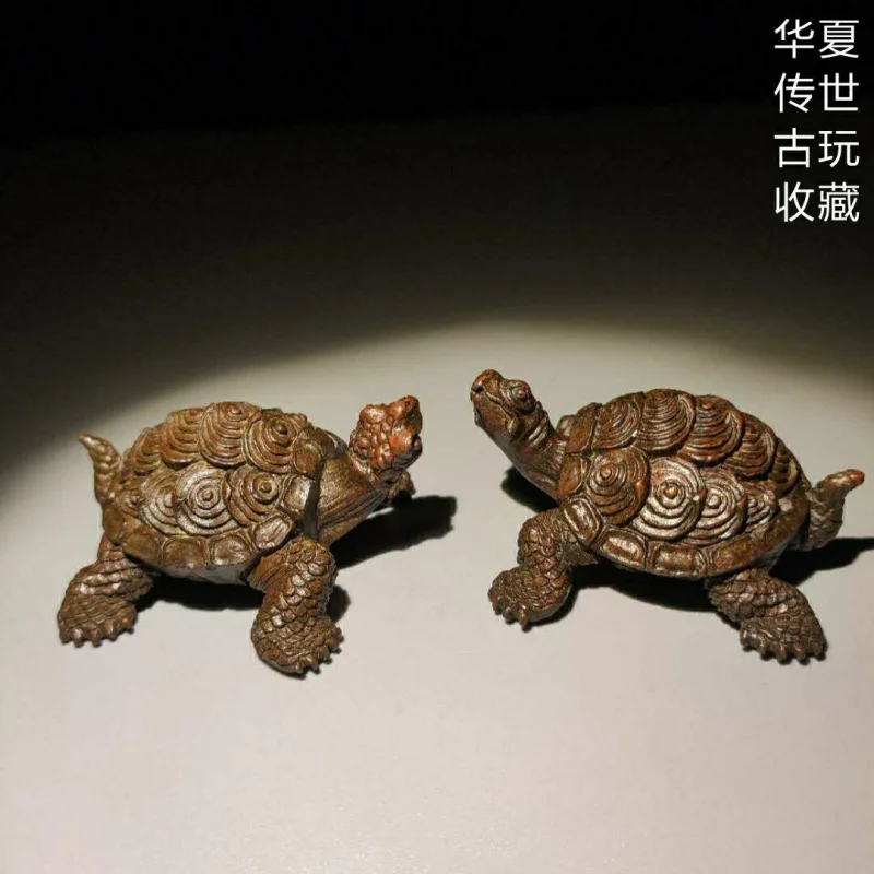Solid pure Feng Shui turtle ornament, toy, sculpture, hand-held piece, small copper item, purple copp