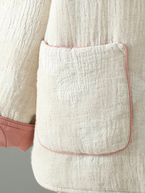 Jaet de algodón con botones bordados artísticos Retro para mujer, ropa de abrigo mixta de lino y algodón para otoño e invierno, disfraz de té