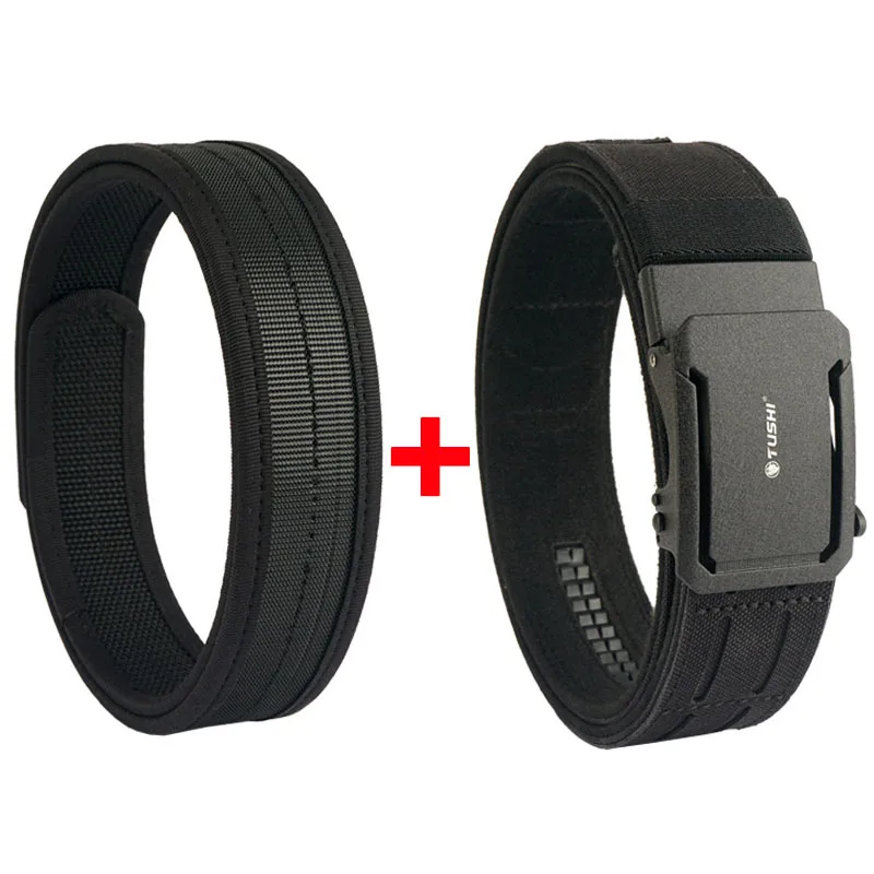 TUSHI Brand 4.3CM Wide outdoor tactical waist belt function automatic buckle nylon man hanging gun shooting training waist cover