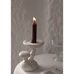 TingKe-Retro Mushroom Shaped Ceramic Candlestick, European Style, Home Desktop Decoration, Ornament, American