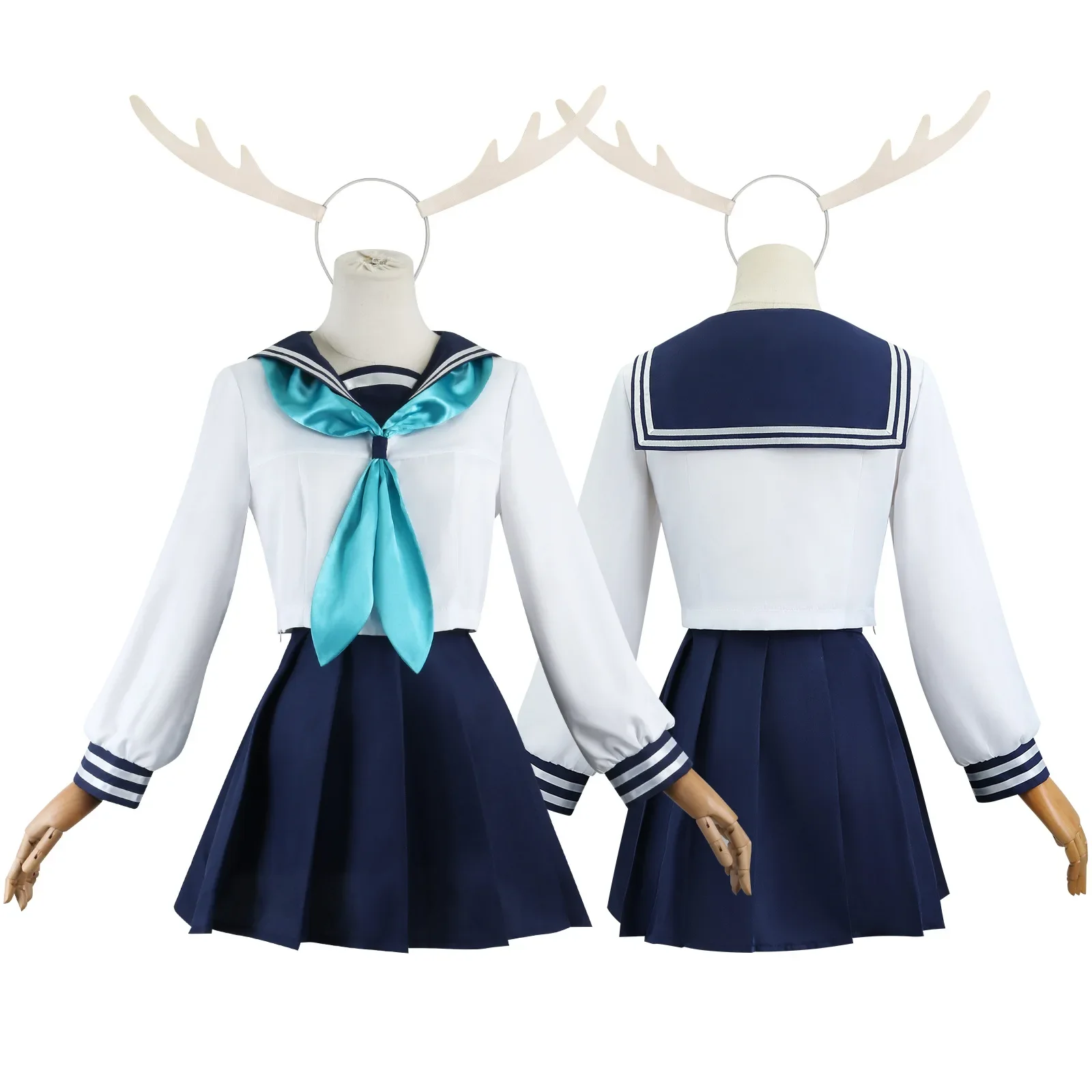 Anime My Deer Friend Nokotan Cosplay Costume Shikanoko Noko Toriko Koshi JK Sailor School Uniform Headwear Girl Halloween Sets