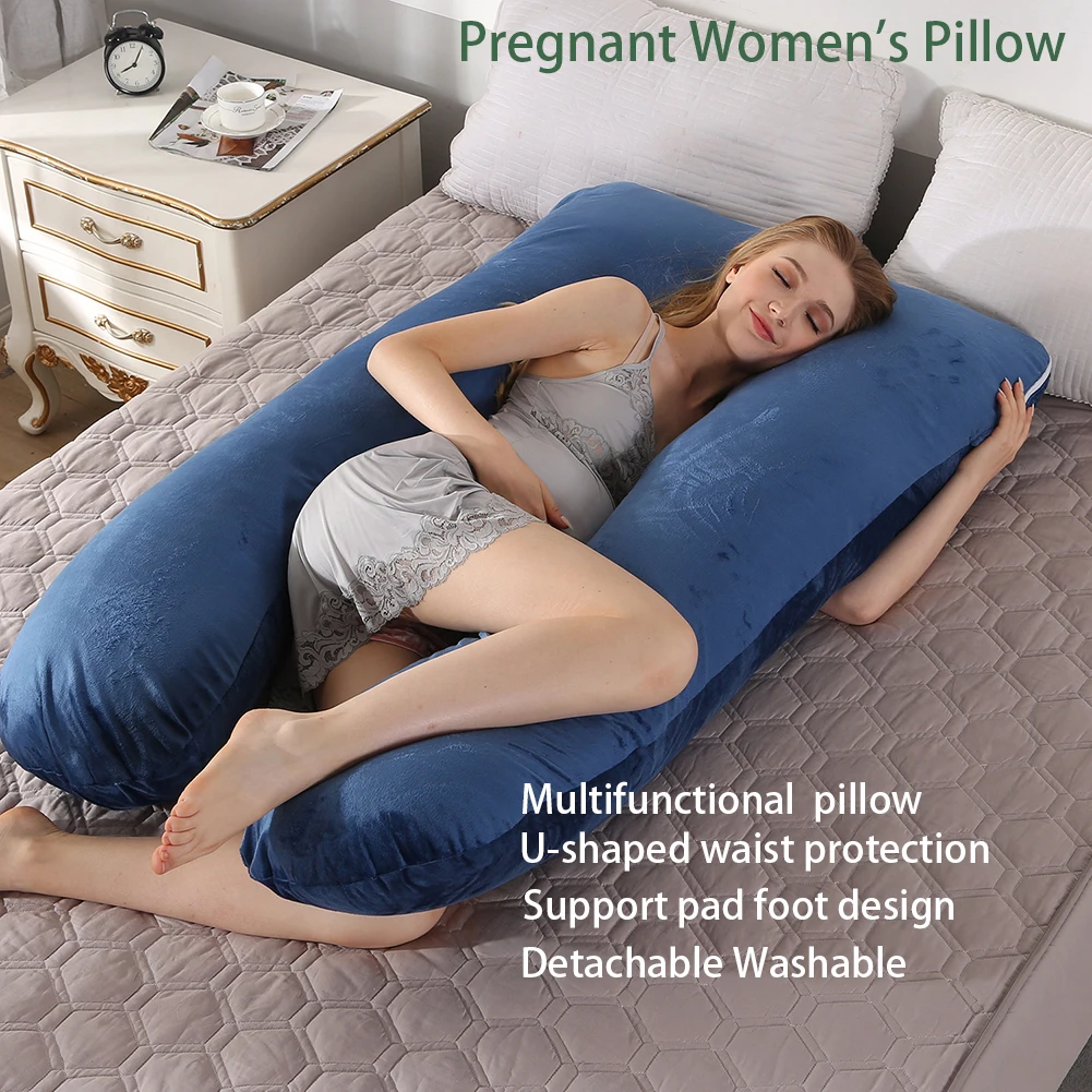 

Pregnant Women's Pillow Multifunctional Enlarged Widening Pillow Pure Cotton Detachable Washable U-Shaped Waist Protection Blue