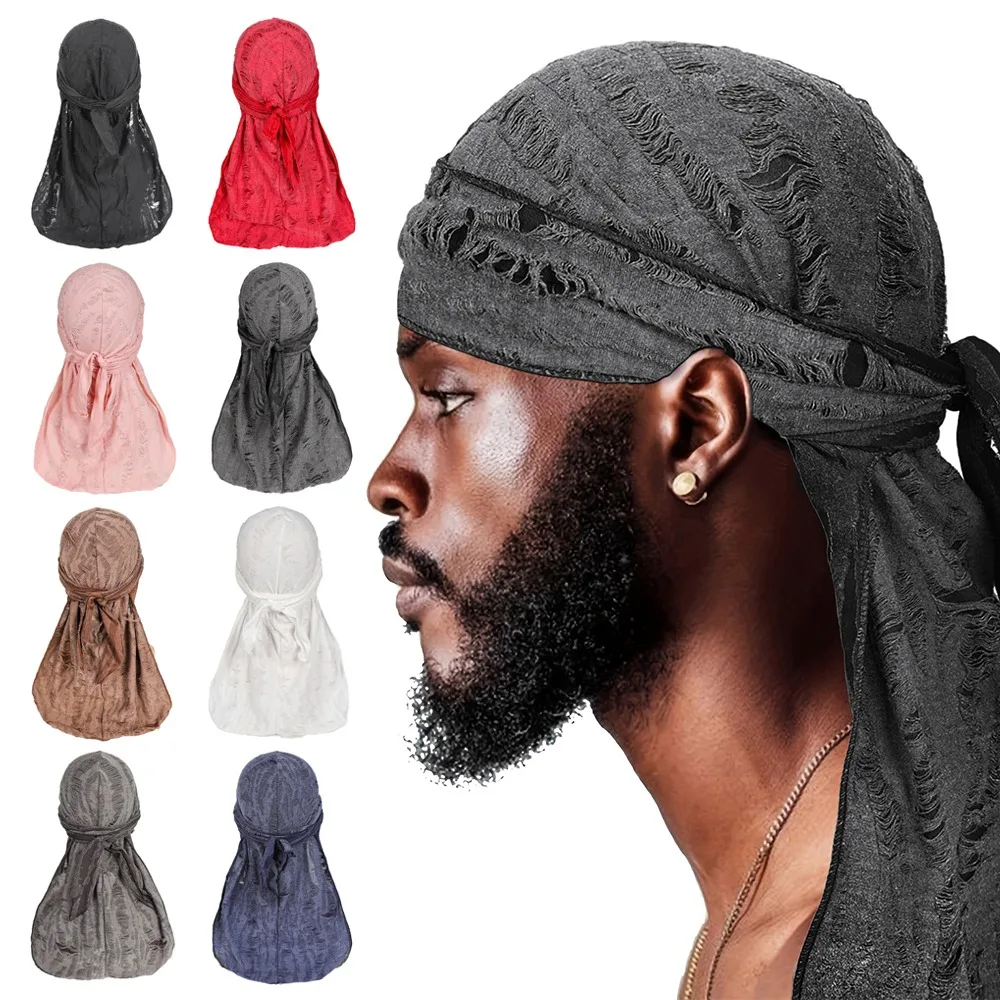 

Casual Vintage Headband Hat Cotton Long Tail Pirate Cap Durag Hip Hop Bandana Unisex