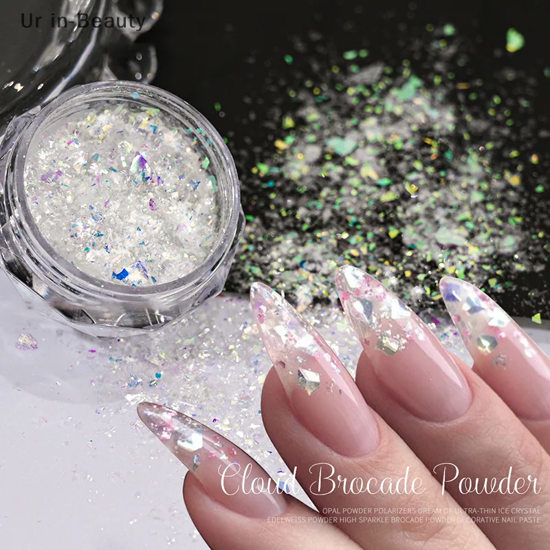 Sparkling 6-color Opal Pink Neon Pink High Gloss Cloud Brocade Pink Illusion Mirror Handmade Decoration Nail Glitter Accessory