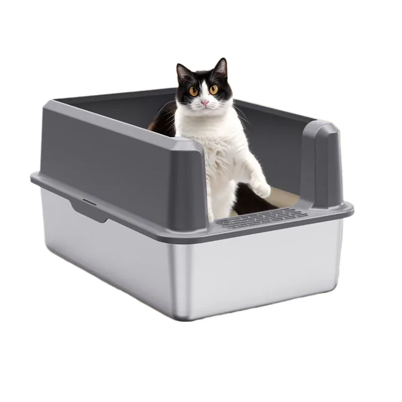 Stainless Steel Cat Box, Non-Stick, Anti-Leakage Cat Box With High Side, Easy Clean Enclosure Cat Toilet