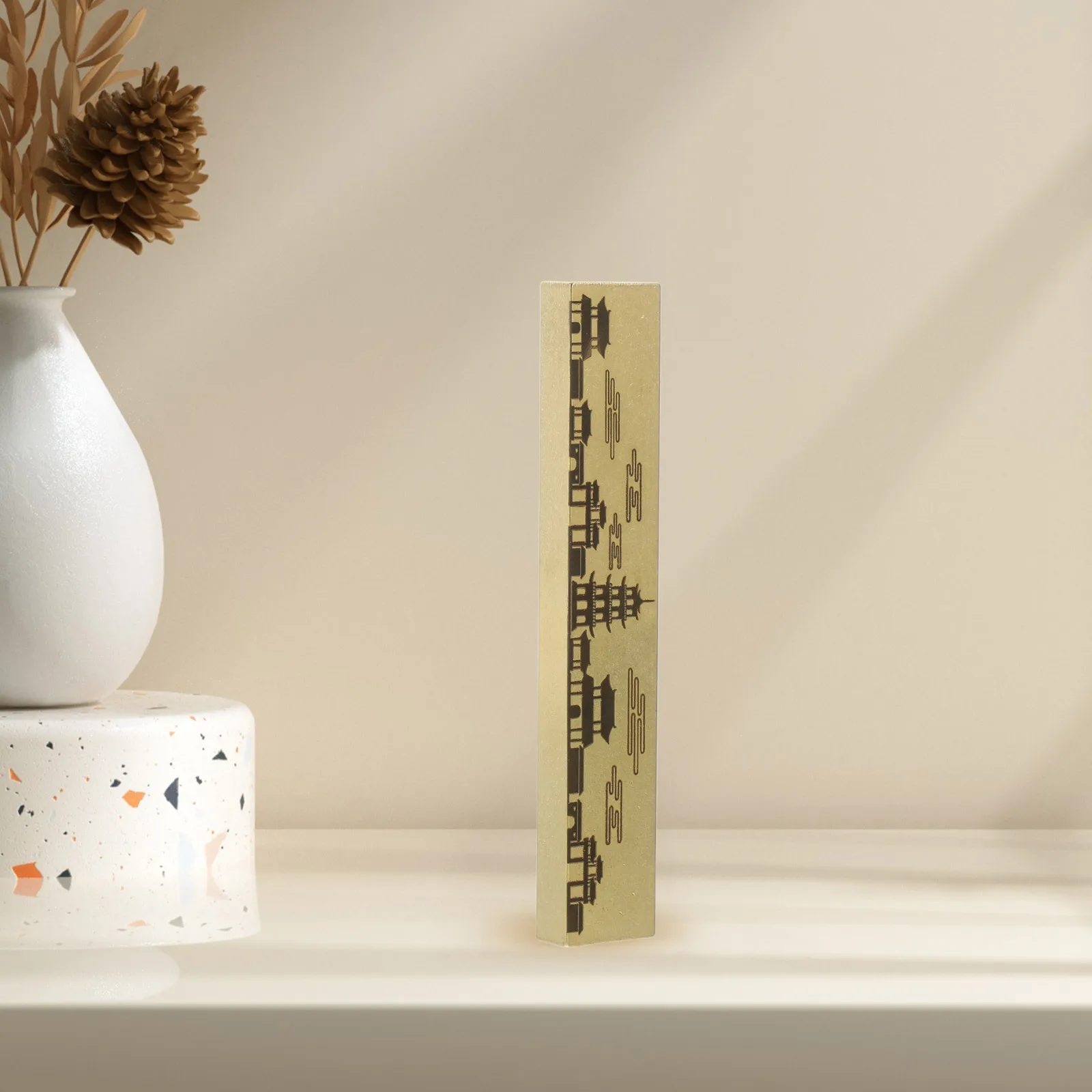 

Vintage Brass Paperweight Rectangular Chinese Calligraphy Heavy Desktop Ornament Calligraphy Practice Tool Paper Weights Heavy