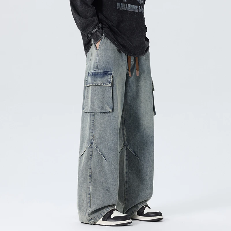 8XL Denim Pant Men Hip Hop Streetwear Jean Men Vintage Y2K Harajuku Baggy Straight Wide Leg Letter Embroidery Jeans Mens Trouser