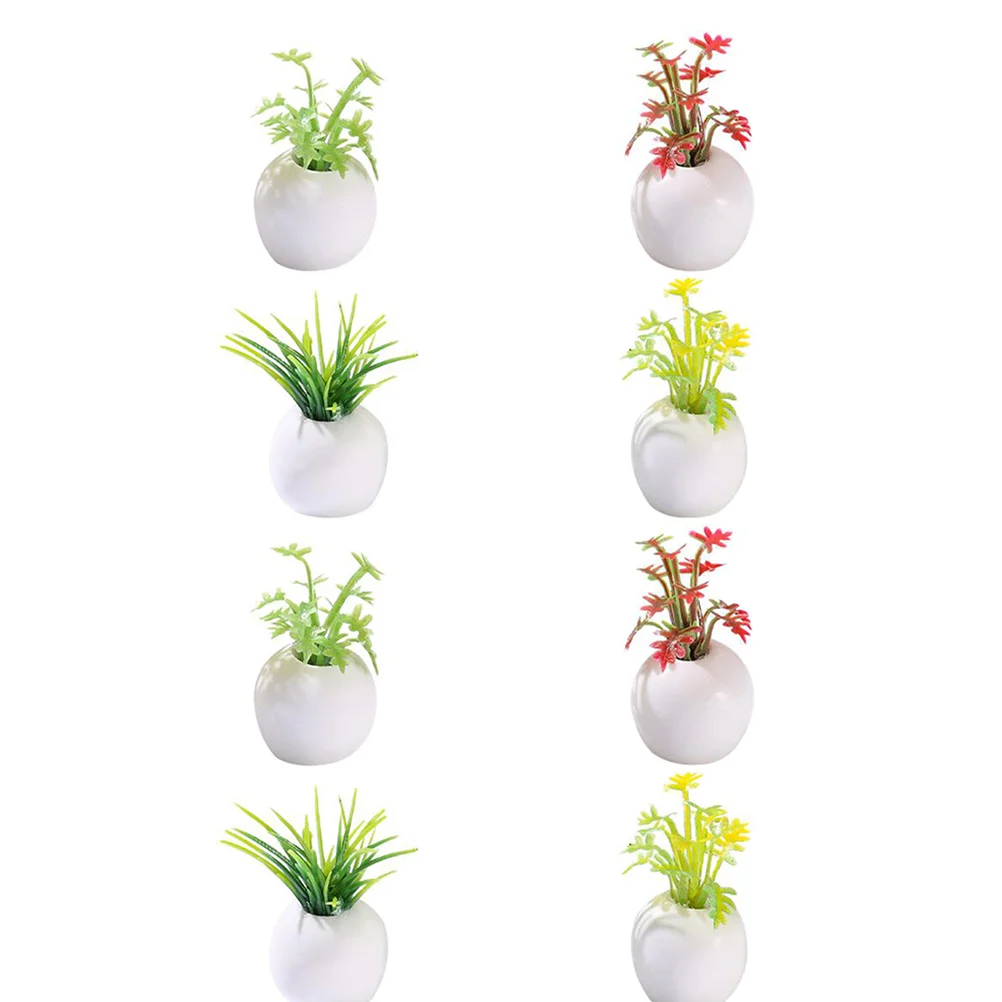 8 ชิ้น Miniature Dollhouse อุปกรณ์เสริมประดิษฐ์ Succulents Potted พืชตกแต่งภูมิทัศน์ nament Mini ปลอม