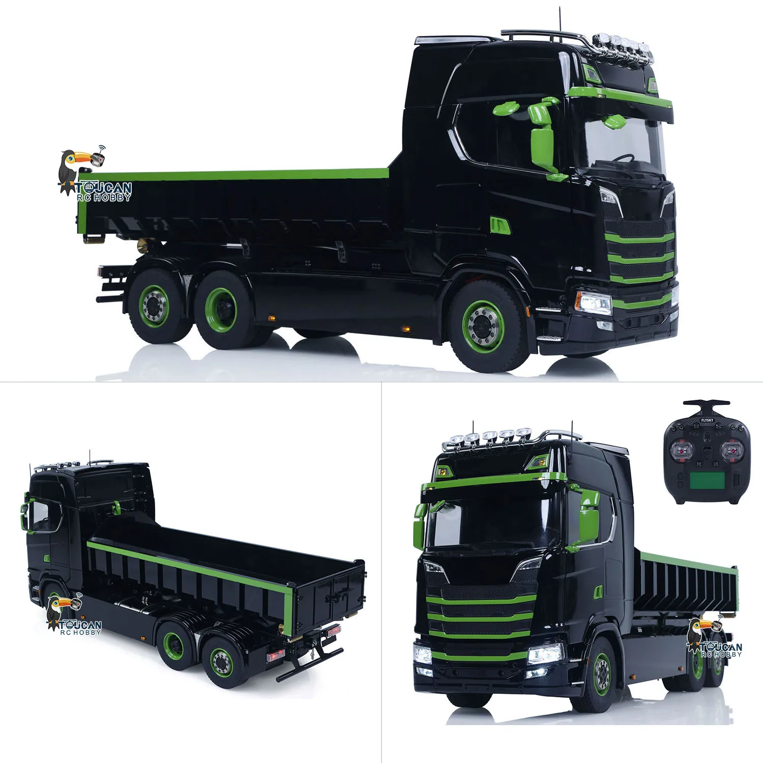 

770S 1/14 RC Hydraulic Dump Truck 6x6 Metal Roll On Off Full Dumper 3-speed Car Rear Axle Lifting Steering Light Sound Set Toys