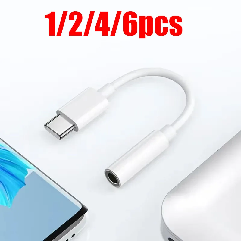 1/2/4/6pcs For IPhone 17 16 15 Plus Pro Max HiFi USB Type C To 3.5 Jack Earphone Adapter Type-C 3 5mm Audio Cable Converter