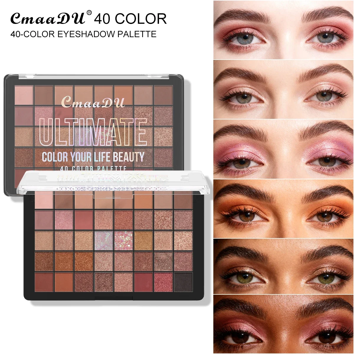 Paleta de sombras de 40 cores, pérola cremosa de alta pigmentação, à prova d'água de longa duração, cosméticos de maquiagem profissional