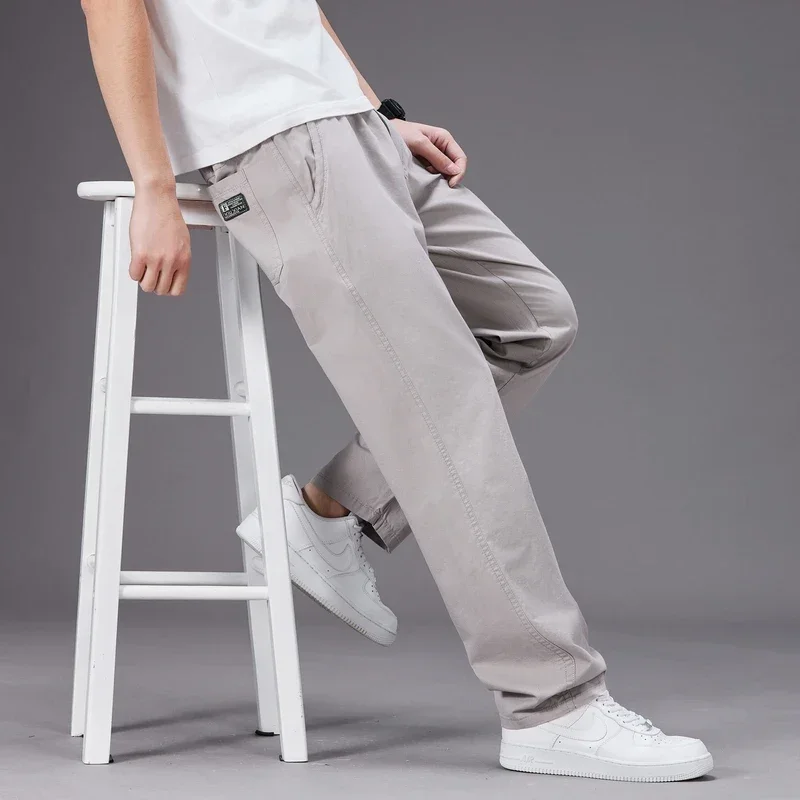 

Autumn 6XL Casual Cotton Pants Men Relaxed Fit Long Cargo Trousers Spring Elastic Waist Drawstring Sweatpants Mens Jogger Pants