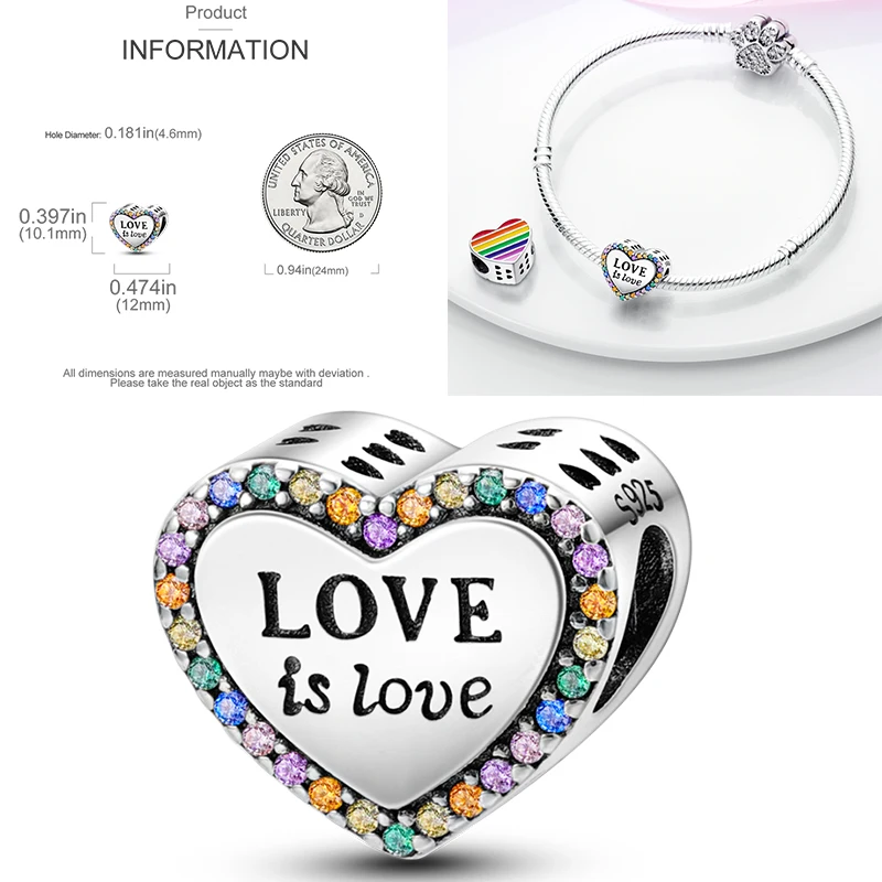 925 Sterling Silber Bunte CZ-Charm-Perlen Herz Baum des Lebens Elefant Hamsa Pfote Sonne Mond für DIY Armband Halskette Geschenk – Detail 13