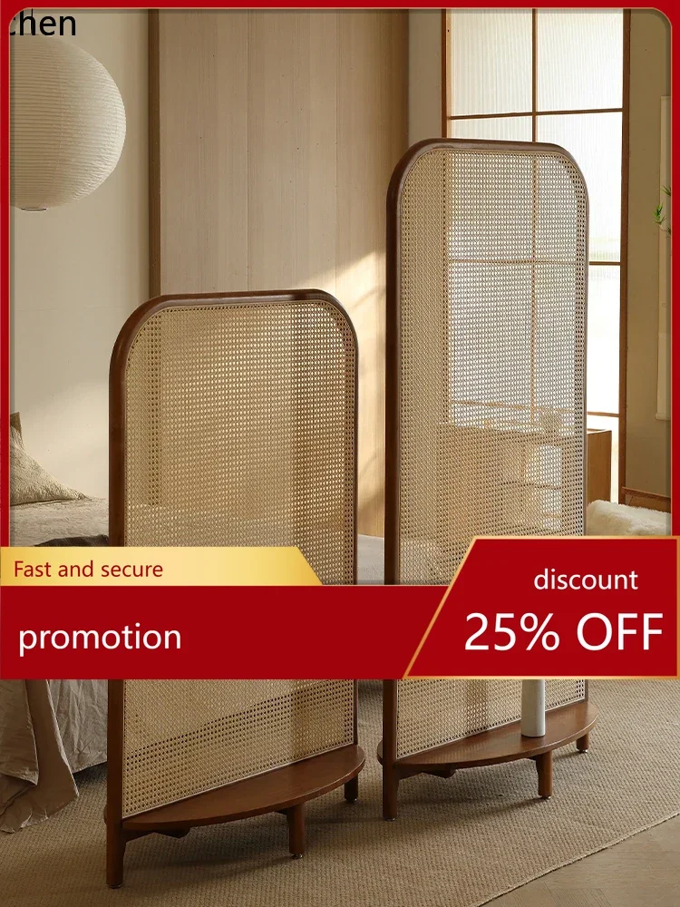 CZ  entrance screen partition solid wood rattan front door blocking through the hall