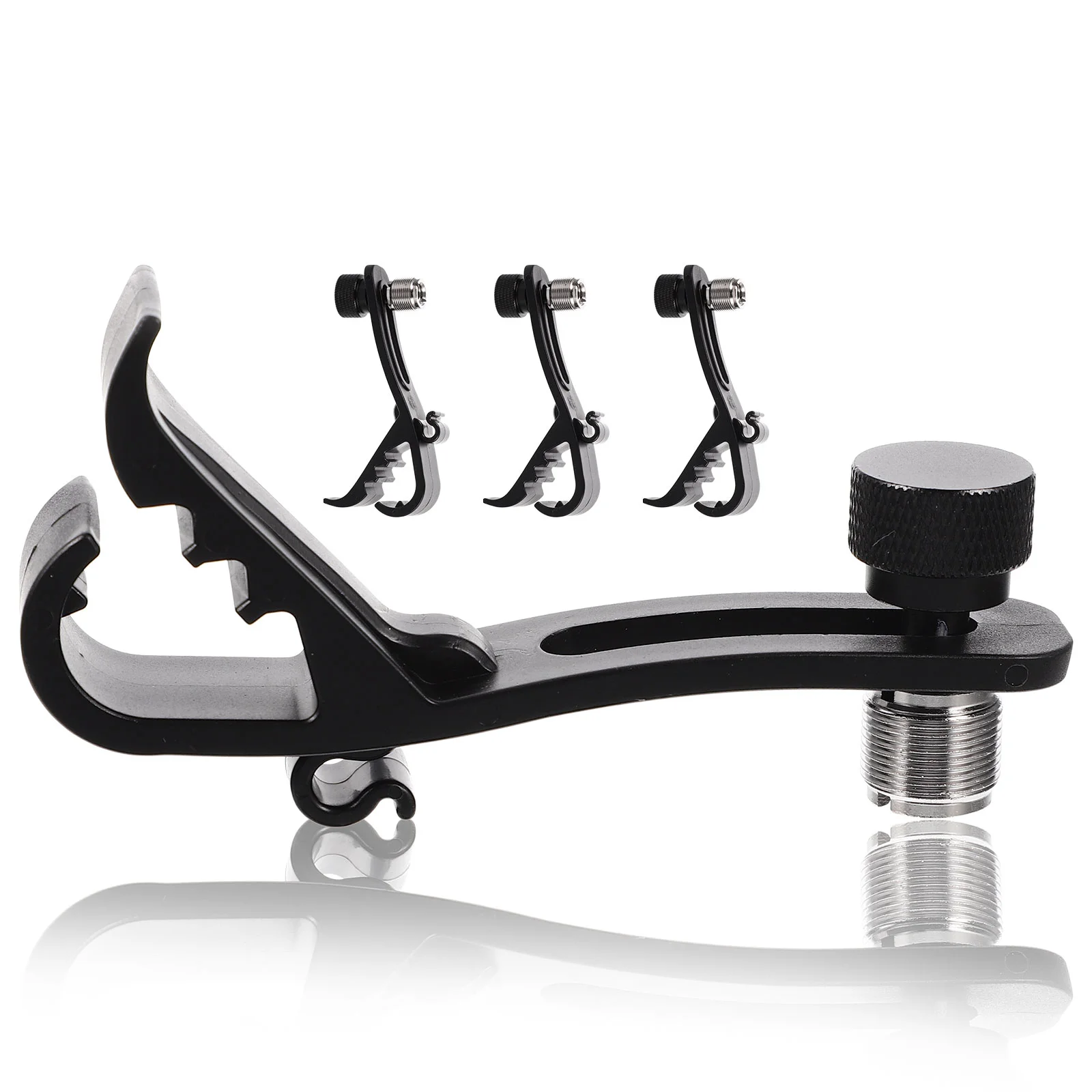 4 Pcs Snare Drum Mic Microphone Holder for Set Shockproof Clip Lightweight Clamp Drums Plastic Rim-mounted