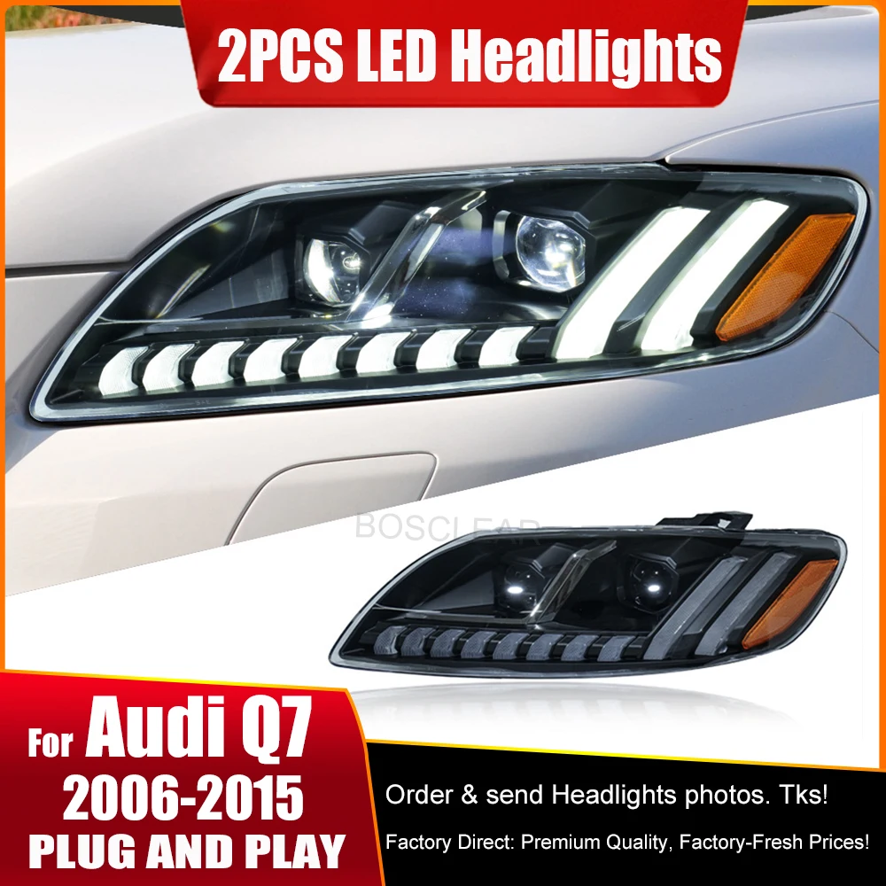 

Светодиодные фары для Audi Q7 Передние фары Светодиодные фары 2006-2015 Фара для стайлинга автомобилей DRL Сигнальные линзы проектора Автоаксессуары