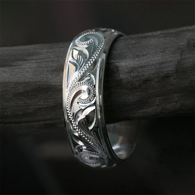 Huitan Carved Flower Pattern Finger Ring for Women Special-interested Wedding Accessories Unique Gift Statement Jewelry Dropship