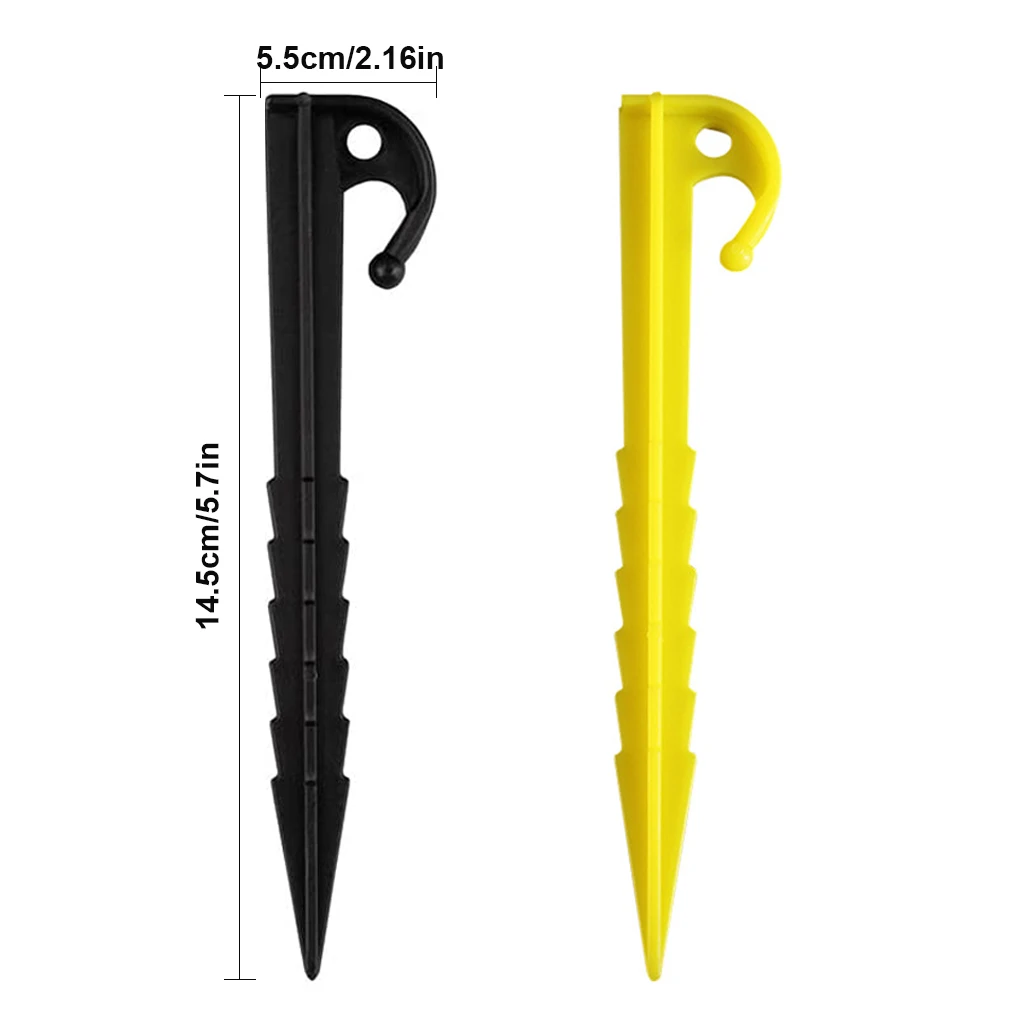 20pcs Plastic Tent Hook Stakes Camping Tents Accessories Beach Sand Ground Pegs Ground Support Nails Peg Screw Anchor Shelter