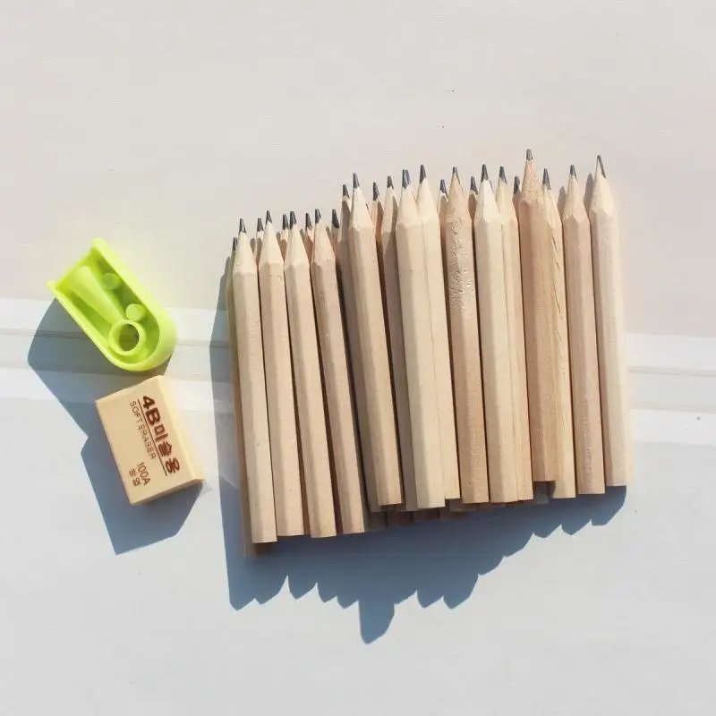 25pcs Pencil Short Drawing Kids Writing Beginner Preschoolers Wood Toddler for Mini Fat Jumbo School Supplies Kindergarten