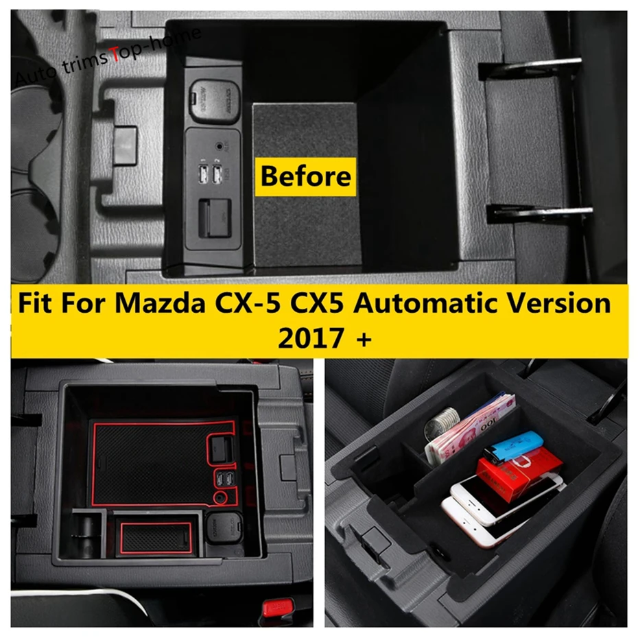 

Accessories Automatic Version Car Central Console Armrest Storage Box Organizer Tray Cover Fit For Mazda CX-5 CX5 2017 - 2023