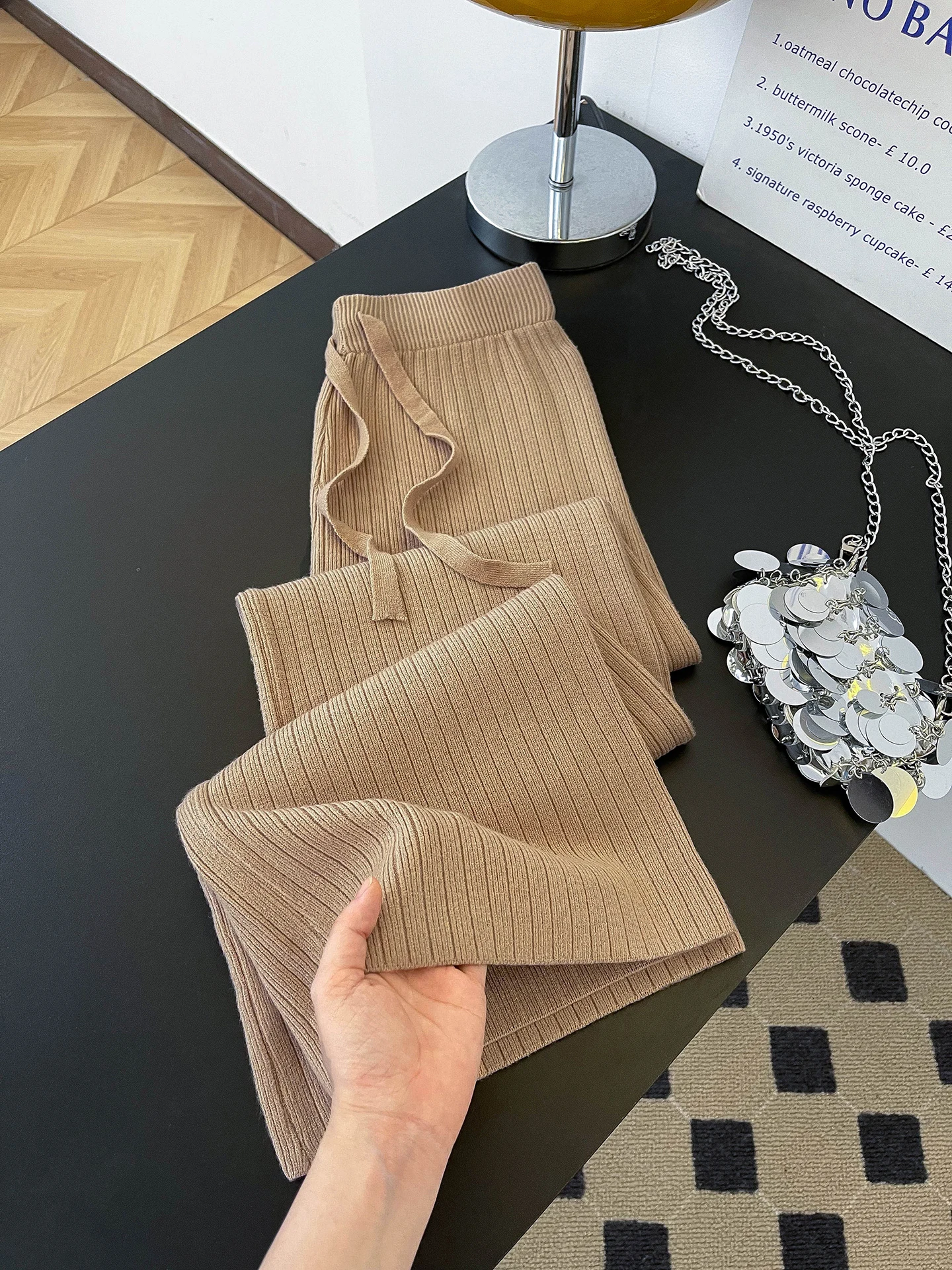 

Свободные вязаные брюки-палаццо женские с высокой талией, стройнящие, драпирующиеся, цвет хаки, мягкие, для осени и зимы, повседневные, в полоску...