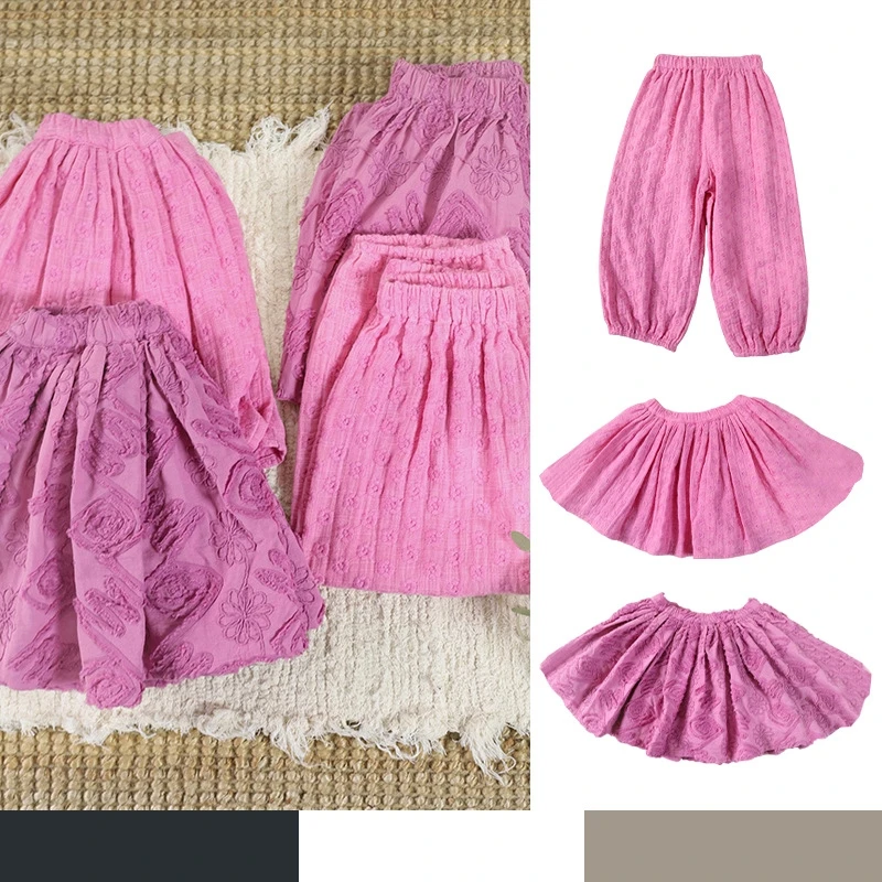 

In Stock！BEBE Skirt 2026 Spring/Summer New Girls Embroidered Rose Pink Mosquito Resistant Pants, Versatile Half Length Skirt