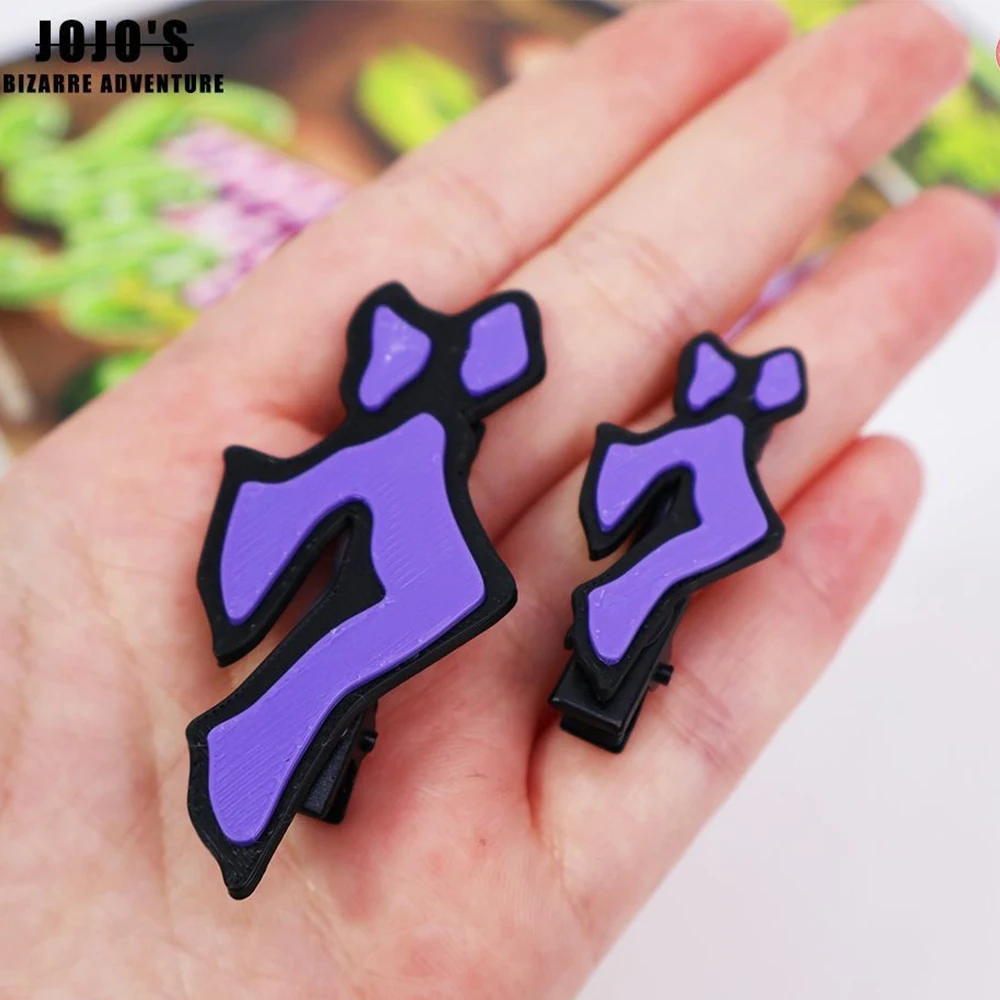 2Pcs/Set JoJos Bizarre Adventure Cosplay Hair Clips Kujo Jotaro Gogogo Sound Effect Shape Hairpin Barrettes Anime Hair Accessory