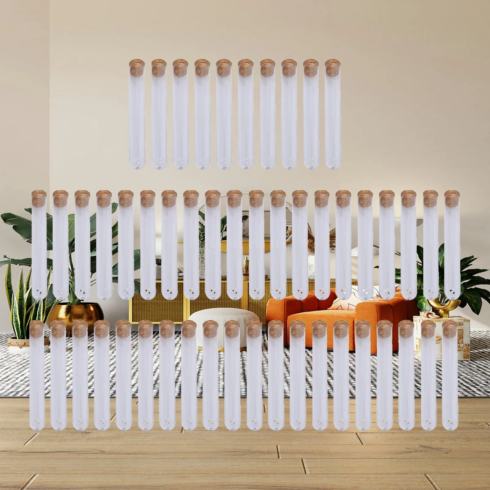 Clear Sample Storage Tubes with Wooden Stopper for Spice Container Seasoning Bottle Organization