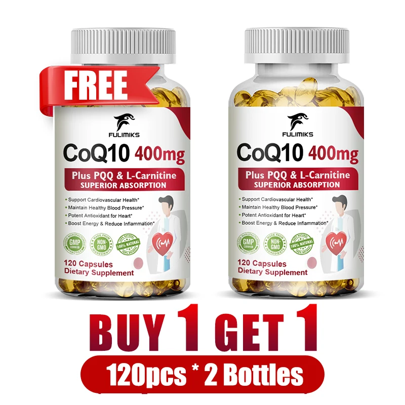 

High Absorption COQ10 Coenzyme, for Vascular, Heart Health, Blood Pressure Balance, Support Energy, Brain Function