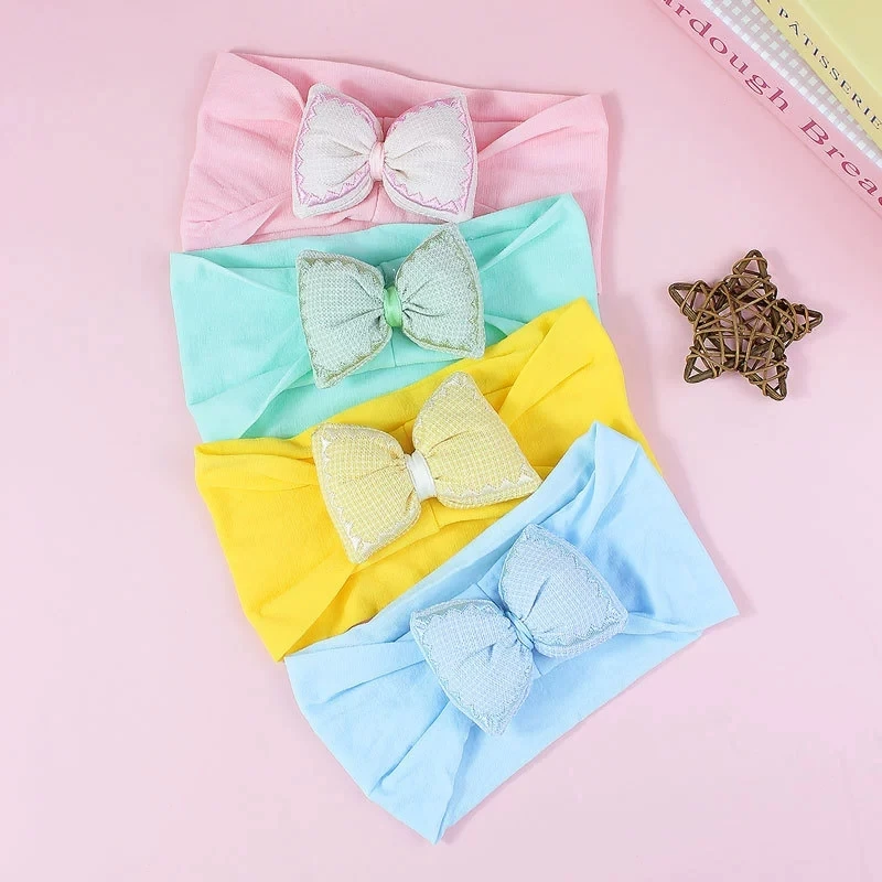

2 Pieces/set Soft Baby Headbands with 3D Bow Nylon Hairbands for Infantil Girls & Boys Hairbow Photography Newborn Daily Wear