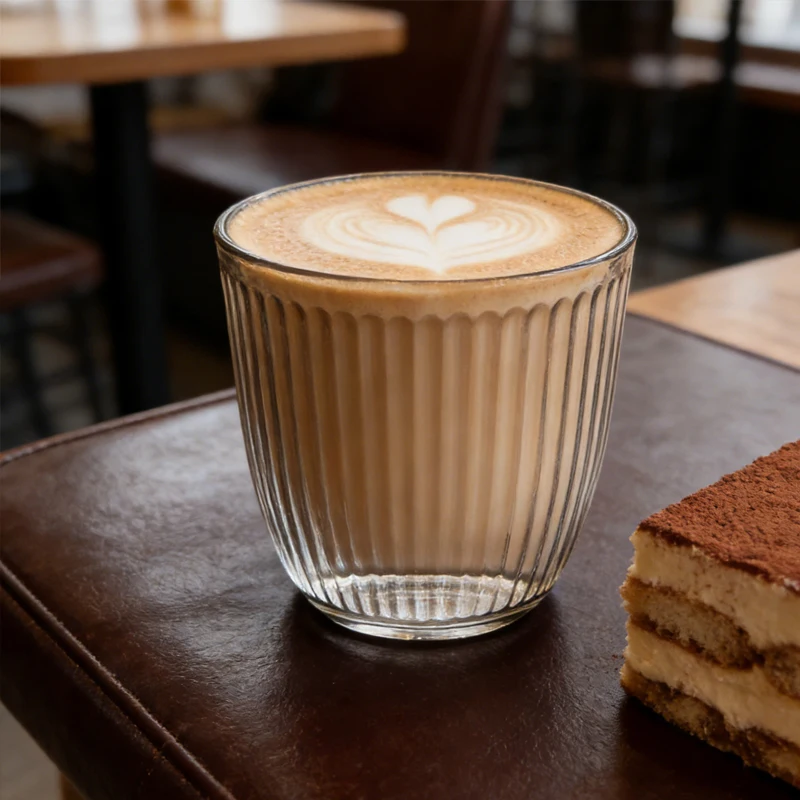 1 Vaso de Vidrio con Rayas Verticales Vintage, Transparente, para Café Helado, Latte, Mocha, Regalo de Año Nuevo