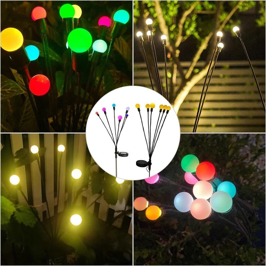 PAMNNY 2Pcs LED Simulation Firefly Solar Garden Light Outdoor Waterproof Landscape Lawn Lamps for Park Pathway Courtyard Decor