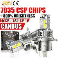 Ultra Bright H4 LED Headlights for Cars 6000K Cool White CSP Automobiles Hi/Lo Beam Anti-Flicker Plug&Play 50000H Lifespan 12V