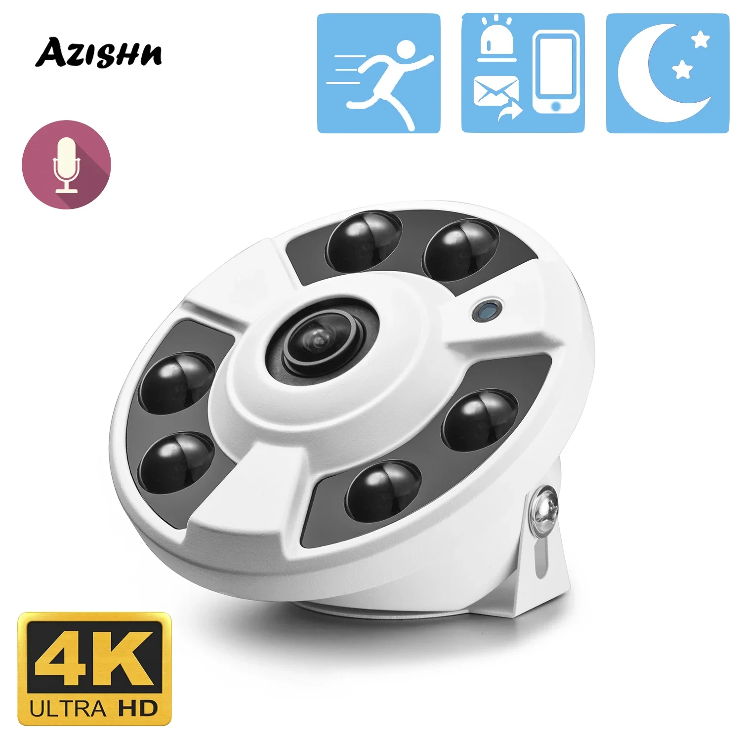 

AZISHN Indoor closed-circuit security IP wired camera 1.7mm lens 8MP 5MP motion detection camera Xmeye