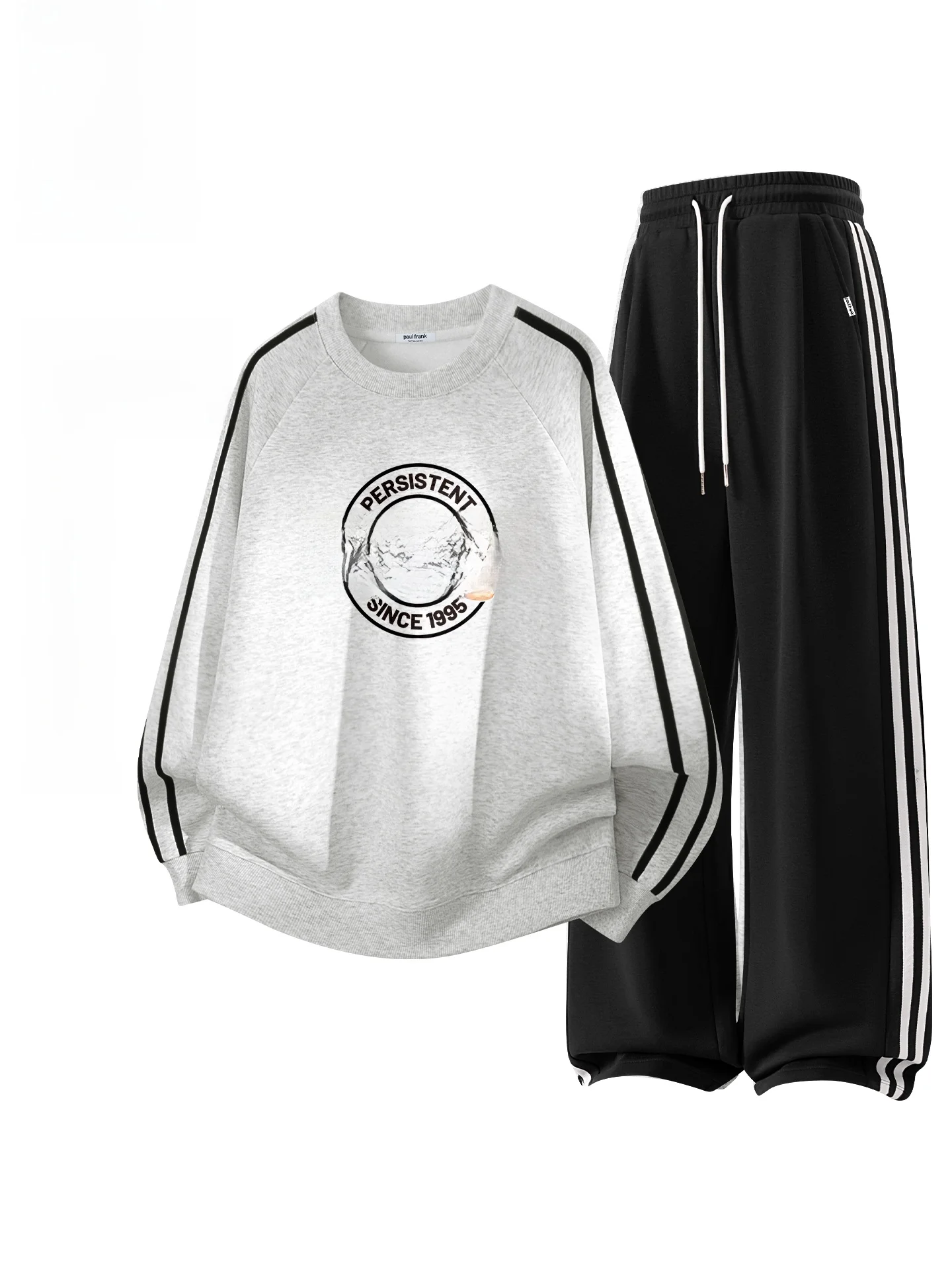 

American Sle Sportswear Set for Men Spring 2026 New Stripe Sweatirt Pants Long Sve Cotton Polyester Blend