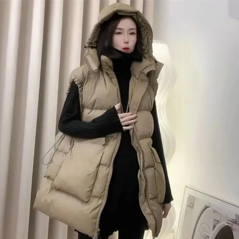Rompi Wanita Model Puffer 2025 Musim Gugur Musim Dingin Kasual Berbahan Katun Tebal Model Korea Ukuran Besar 4XL Tanpa Lengan